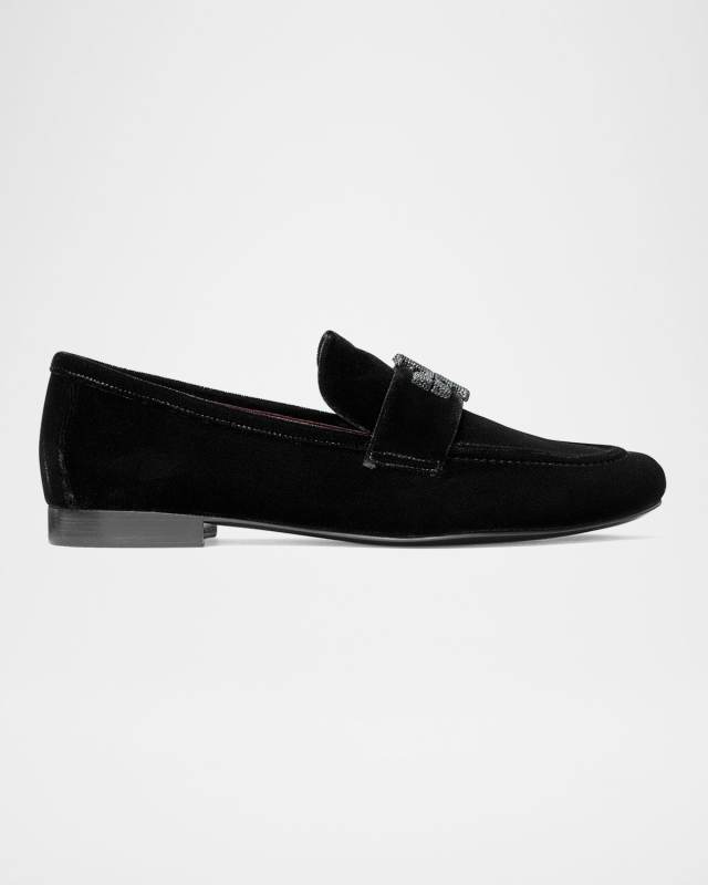 Eleanor Suede Pave Medallion Loafers